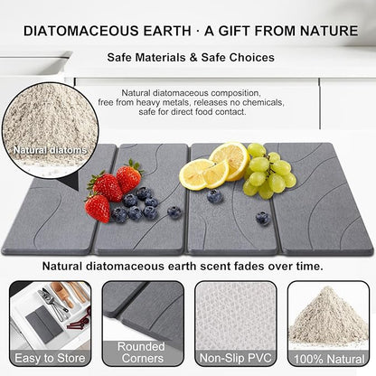 3 PCS Large Stone Dish Drying Mat for Kitchen Counter, Quick Dry Stone Dishes Mats, Sink Faucet Mat, Minimalist Water Absorbing Diatomaceous Earth Drying Pad for Countertop Tableware, Bottles