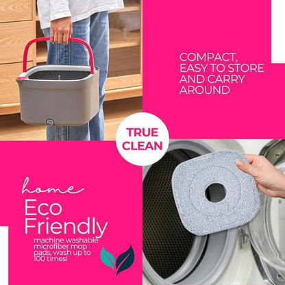 Square Spin & Bucket Smart Floor Mop with Separate Compartments for Clean and Dirty Water, Self Cleaning (Mop Bucket with Squeegee Sweeper)