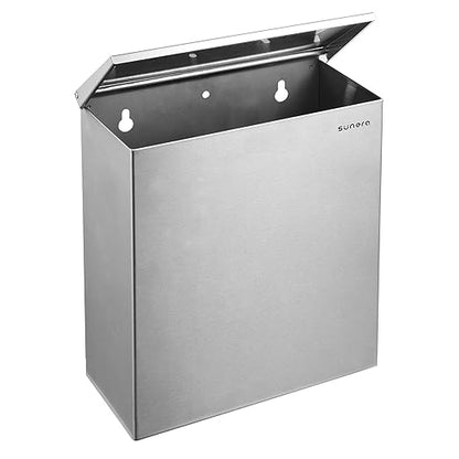 SUNERA Commercial Sanitary Napkin Receptacle Bin Wall Mount Feminine Hygiene Products Tampon & Waste Disposal Container 304 Stainless Steel Amercian Standard Brush Finish