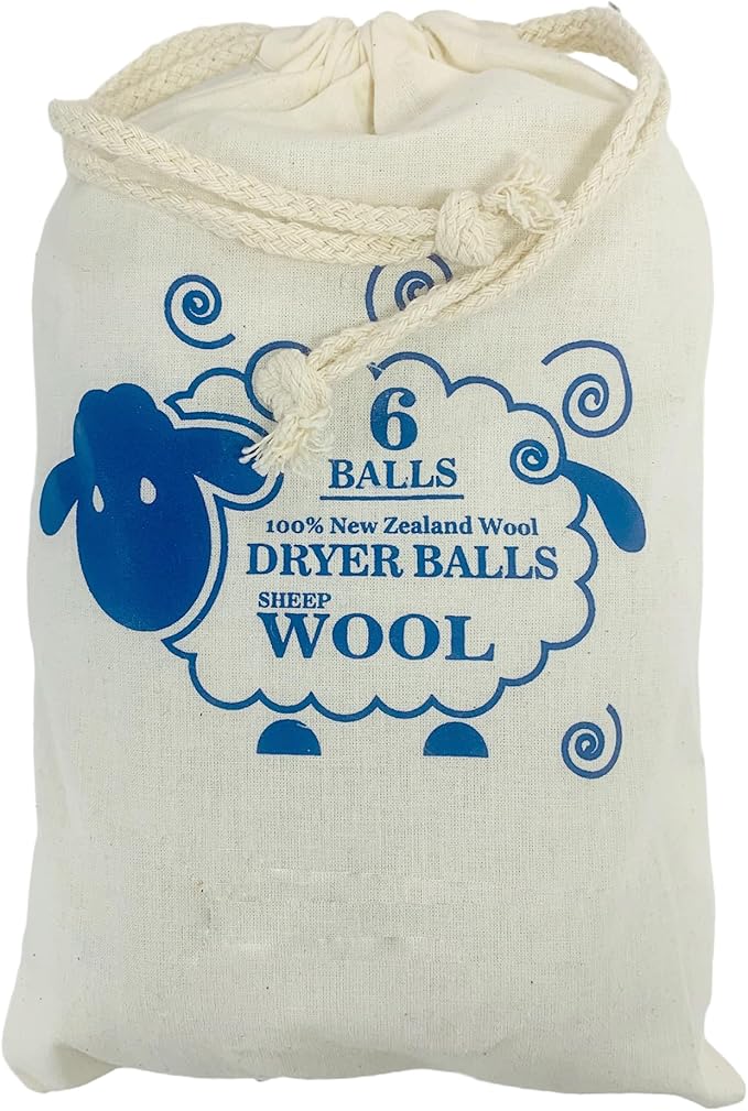 Large Size Organic Fabric Softener Balls, Wool Dryer Balls Laundry Reusable, Reduce Wrinkles & Static Cling, Shortens Drying Time (Pack of 6) (White)