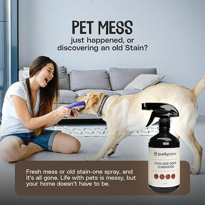 Pet Stain & Odor Remover – Enzyme Cleaner for Dog & Cat Urine, Feces & Vomit – Carpet, Upholstery, Mattress & Tile – Non-Toxic, Pet Safe – 500ml