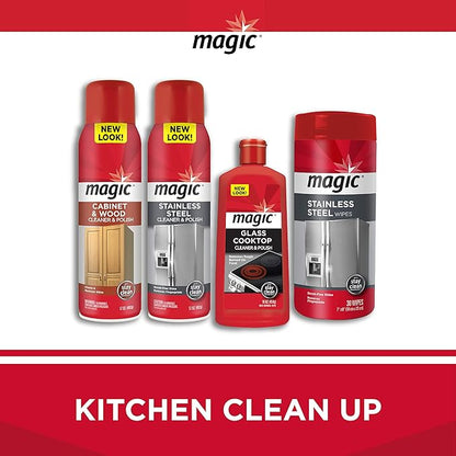 Magic Stainless Steel Cleaner Aerosol - 17 Ounce - Removes Fingerprints Residue Water Marks and Grease From Appliances - Refrigerator Dishwasher Oven Grill etc