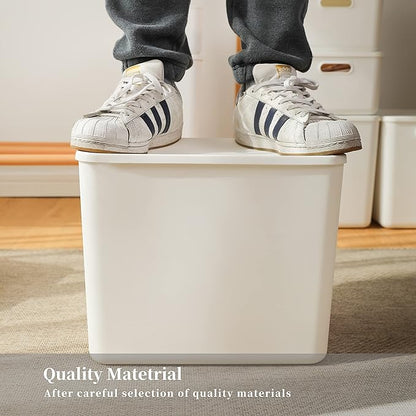 Plastic Storage Baskets Bins Boxes With Lids,Organizing Container White Storage Organizer Bins For Shelves Drawers Desktop Playroom Classroom Office,6-Pack(4XL+2L)