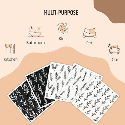 Swedish Dishcloths for Kitchen, 5 Pack Reusable Paper Towels Washable, Super Absorbent Swedish Dish Cloths, Non-Scratch, No Odor