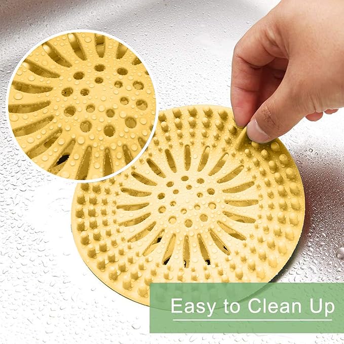 Gotega Bathroom Sink Drain Strainers, Hair Catcher Shower Drain Covers Protector, Flexible TPR Material, Multiple Colors for Bathroom Tub Shower and Sink Garbage Disposal Parts, Bright-Colored, 5 Pack