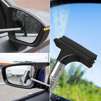 2 Pcs Car Mirror Wiper, 38.6in Handle Car Side Mirror Squeegee, Car Mirror Squeegee, Side Mirror Squeegee, Mini Squeegee for Rainy Foggy Weather
