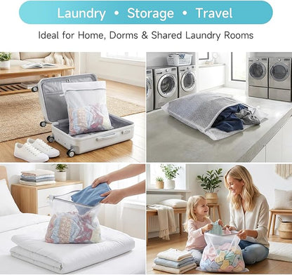 GOGOODA Mesh Laudnry Bags Large Wash Bags for Delicates (Honeycomb White, 4 Large)