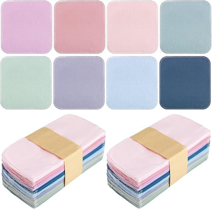 Kinlop 24 Pcs Easter Lunchbox Cloth Napkins Bulk Reusable 2 Ply 8" x 8" Colorful Flannel Wipes Washable Soft Cotton Sturdy Absorbent Cloth Placemats for Spring Summer Dining Home Party Solid Color
