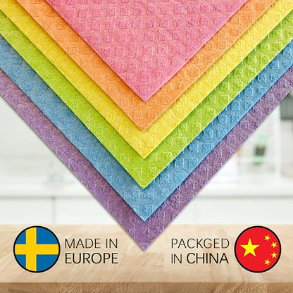 Morigins Wholesale Swedish Dish Cloths - 6 Pack Reusable Compostable Kitchen Cloth,Cellulose Sponge Dish Cloths Dish Towel Set (Grey)