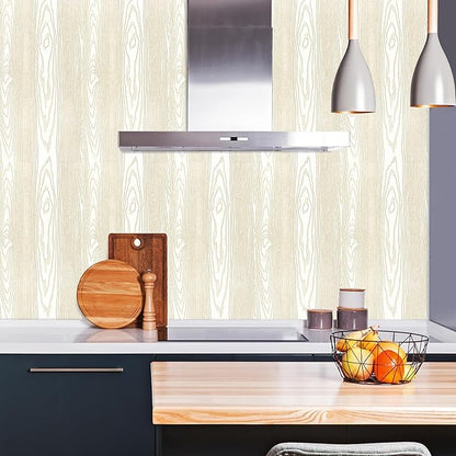 Yun-aeon Beige and Gold Wood Contact Paper 17.3"x80" Rustic Wooden Peel and Stick Wallpaper Removable Self-Adhesive Wallpaper Wood Grain Contact Paper for Countertops Cabinets