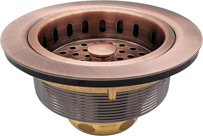 Westbrass A214-11 3-1/2" Post Style Large Kitchen Sink Basket Strainer, Antique Copper