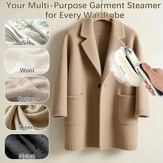 Steamer for Clothes, 2-in-1 Garment Steamer & Steam Iron for Clothes, 1200W Travel Steamer for Clothes, Max 25g/min Steam, Handheld Steamer & Portable Iron for Quick Wrinkle Removal, 110-120V