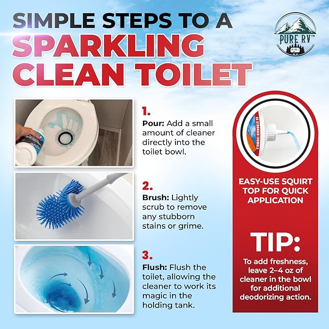 Toilet Bowl Cleaner, 5X Stronger Stain & Odor Eliminator, Sensor Safe & Non-Acid Formula, Septic Safe Toilet Cleaner Liquid, Quick Action Clean for RV and Camper Toilets, 32 oz