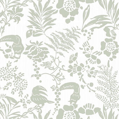 Tropical Botanical Peel and Stick Wallpaper – Green Floral Birds Removable Wallpaper for Bedroom Living Room, Self Adhesive Home Decor, Waterproof Repositionable Wall Covering,17"x120"