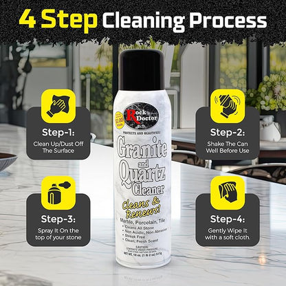 Rock Doctor Granite & Quartz Cleaner Spray 18 oz. Can, Cleans Tile, Marble, Kitchen Countertop, and Natural Stone Surfaces, Streak-Free Shine (6Pack)