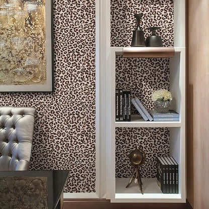 Ismoon 17.5''x236'' Leopard Wallpaper Cheetah Print Peel and Stick Wallpaper y2k Room Decor Funky Contact Paper Bathroom Waterproof Bedroom Brown Yellow Self Adhesive Vintage Texture Vinyl Roll