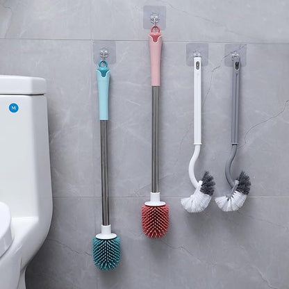 2Pcs Curved Toilet Bowl Brush Without Holder for Bathroom Deep Cleaning, Toilet Brush Durable Under The Rim Household Cleaning Brushes (Gray+White)