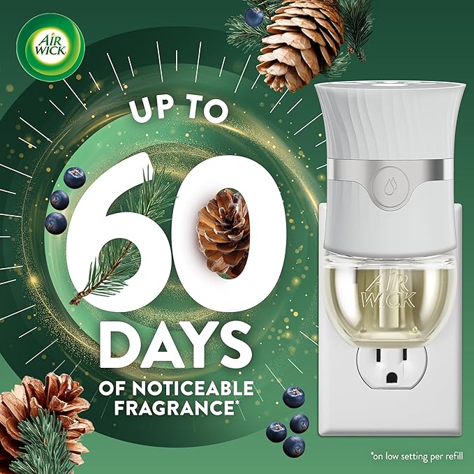Air Wick Plug-In Scented Oil Refill, 5 Ct, Fresh Pine and Juniper, Air Freshener, Essential Oils, Fall Scent, Fall Décor