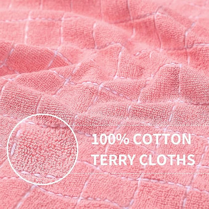 Homaxy 100% Cotton Terry Kitchen Towels(Pink, 13 x 28 inches), Checkered Designed, Soft and Super Absorbent Dish Towels, 24 Pack