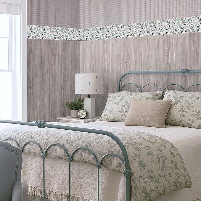 Green Leaf Wallpaper Border 196x4 Inch Peel and Stick Wall Border Removable Vinyl Wall Trim Nature Botanical Pattern for Kitchen Bathroom Bedroom Living Room Decor