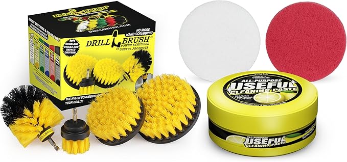 Multipurpose Cleaner Paste and Power Scrubber Kit for Household Cleaning - Bathtub Cleaner - Toilet Brush Cleaning Products - Grout & Tile Cleaner - Hard Water Stain Remover - Bathroom Cleaning Tools