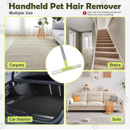 MAVRIZ Carpet Rake for Pet Hair Removal with Dual Copper Blades, 57" Long Handle Pet Hair Remover for Carpet, Cat Dog Hair Remover Carpet Scraper