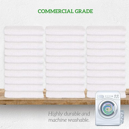 GREEN LIFESTYLE Blue Striped Terry Towels, White Rags, Bar Towels, 100% Cotton Absorbent and Durable, Multipurpose Cleaning Rags, Cotton Cleaning Rags, Kitchen Rags (14”x17”, Pack of 60)