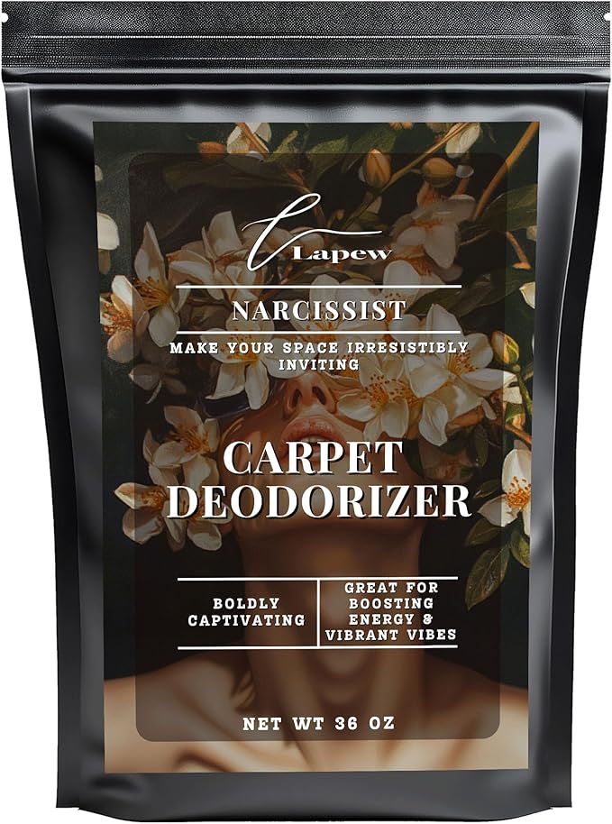 Lapew Narcissist Carpet Deodorizer Powder - Pet Safe Freshener for Vacuuming | Scented Odor Eliminator for Home | 36 oz