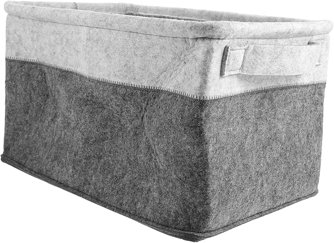 DECHOUS Folding Felt Storage Basket Handles Multifunctional Laundry Hamper Dirty Clothes Organizer Woven Storage Bin for Bedroom and Home Use
