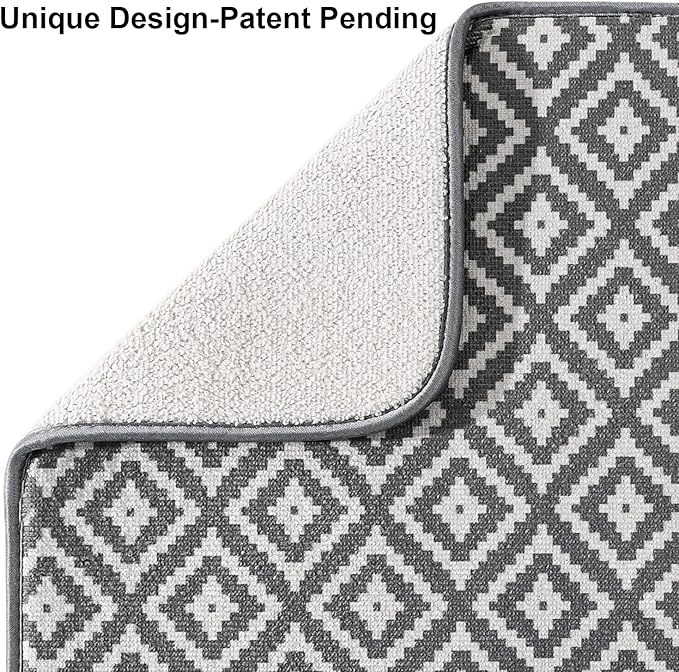 Dish Drying Mat for Kitchen 2 Pack, Ultra Absorbent Microfiber Dishes Drainer Mats by Subekyu,19.2 by 15.8 Inch(Rhombus)