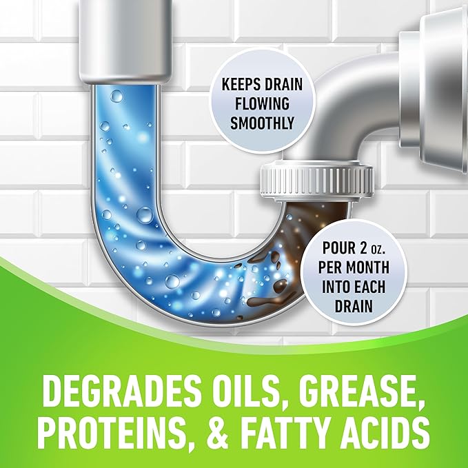 CLR Brands® Clog Preventer Clear Pipes and Drains Monthly Drain Build Up Remover, Helps Degrade Sources of Clogs to Keep Drains Flowing Smoothly, Safe on All Pipes and Drains - 80 Ounce Bottle