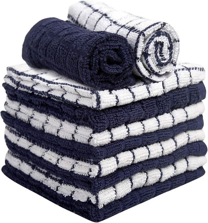 Bumble Dish Cloths (8 Pack) | 12" x 12" | 100% Cotton Kitchen Towels | 405 GSM | Soft, Highly Absorbent & Durable Dish Towels for Kitchen | Navy