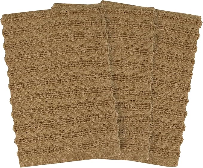 Ritz Royale Collection 100% Combed Terry Cotton, Highly Absorbent, Kitchen Dish Cloth Set, 13-3/4" x 12", 3-Pack, Solid, Mocha
