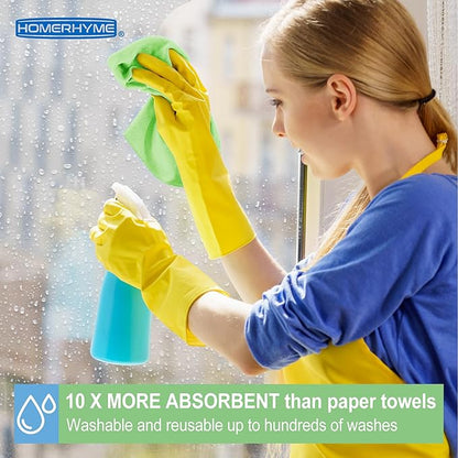 HOMERHYME Microfiber Cleaning Cloth, 52 Pack Cleaning Rags,12" X 11" Lint Free Dish Towels Wash Cloths, Reusable Microfiber Towels for Home and Kitchen Bathroom Apartment Cleaning Supplies, Assorted