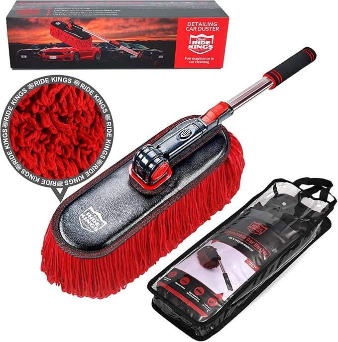 Car Duster Exterior Scratch Free,Soft Car Brush Kit for Truck,SUV,RV and Motorcycle,Wax Cotton Hair,Dusters with Extendable Handle,Duster for Cleaning,Dust Pollen Removing,No Lint