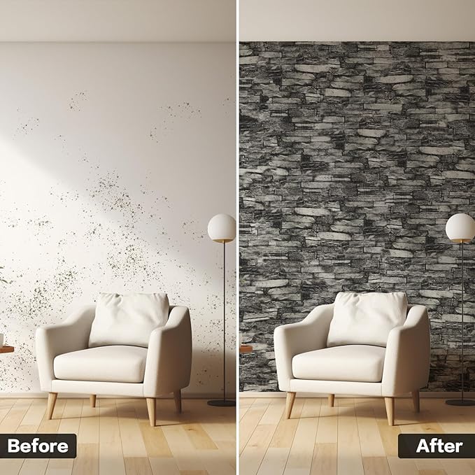 30PCS 3D Wall Panels Peel and Stick Foam, Self-Adhesive Decorative 3D Brick Wallpaper Wall Covering, Faux Stone Wall Panel Foam Brick for Living Room, Kitchen, Bathroom