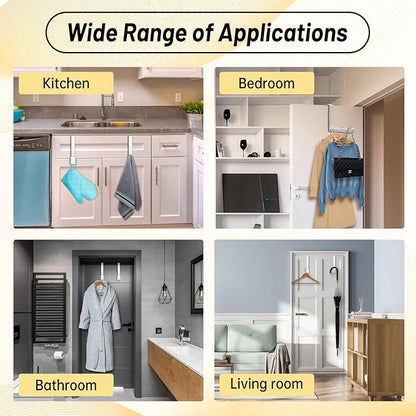 2 Pack Over The Door Drying Rack,Foldable Clothes Hanger Hook Organizer,Space Saving Folding Over The Door Clothes Drying Rack for Laundry,Coats,Towels,Hats,Bags–White