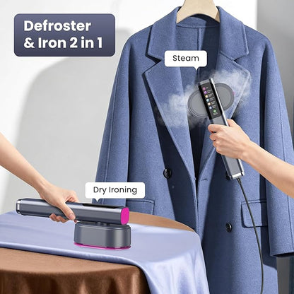 Travel Steamer for Clothes, 1200W Portable Steamer ＆ Iron 2 In 1, 13s Heat Up, LED Touch Display with 5 Modes, Large Ceramic Heat Panel, 110ml Tank, Garment Steamer for Home and Travel