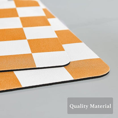 Ohocut Checkered Dish Drying Mat for Kitchen Counter, Coffee Bar Station Accessories, Retro Cute Fall Aesthetic Modern Absorbent Drainer Mat Kitchen Drying Mat Easy Clean, Orange 12" x 19"