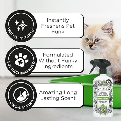 Pet-Pourri Smell Ya Litter Cat Litter Deodorizer Spray, Purrfectly Bamboo 3.4 Fl Oz, Up to 170 Uses, Pet Odor Remover with Essential Oils for Air, Carpet, Urine, Vet Recommended, Bergamot Bamboo Scent