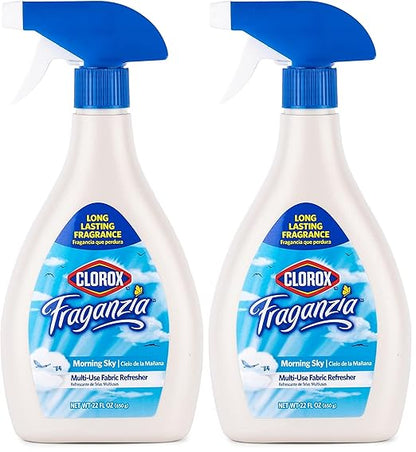 Clorox Fraganzia Refresher Spray 22oz Morning Sky | Multi-Use Fabric Refresher Spray in Morning Sky Scent | 22 Ounce Fabric Spray, Room Freshening Spray (Pack of 2)