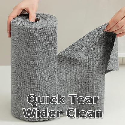 80 Pack Microfiber Cleaning Cloth Roll Reusable Paper Towels 12"x12" Tear Away Cloth, Microfiber Towels for Cars, Wash Cloths, Lint Free Dark Grey Rags for House, Kitchen,Window,Cleaning Supplies