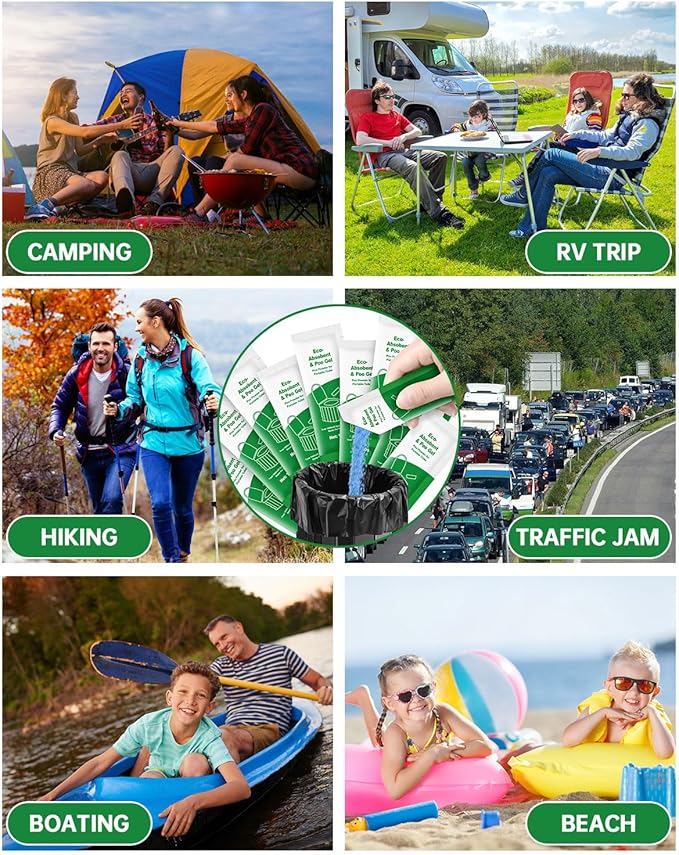 Portable Toilet Gel 20 Packs Camp Toilet Gel Portable Poo Gel for Powder Absorbent Powder for Outdoor Camping Hiking Emergency