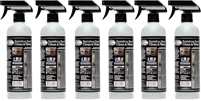 Rock Doctor Stainless Steel Cleaner and Protectant, Streak-Free Cleaning Solution for Chrome and Aluminum Appliances or Surfaces, Smudge Resistant Shine, 24 oz. Spray Bottle (6)