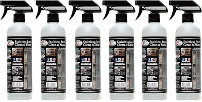 Rock Doctor Stainless Steel Cleaner and Protectant, Streak-Free Cleaning Solution for Chrome and Aluminum Appliances or Surfaces, Smudge Resistant Shine, 24 oz. Spray Bottle (6)