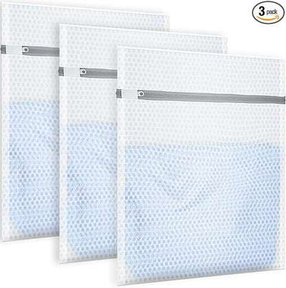 3Pcs Honeycomb Mesh Laundry Bags for Delicates, 12 x 16 inches Lingerie Bags for Washing Delicates(3 Medium)