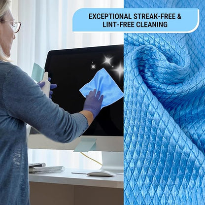 Eco-Fused Double Sided Cleaning Cloths - 6 Pack - 8 x 8 inch - Fishscale and Suede Cloth for Stainless Steel, Windows, Mirrors, Smartphones, LCD, Screens, Camera Lenses, Delicate Surfaces