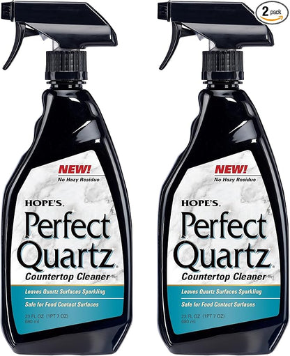 HOPE'S Perfect Quartz Countertop Cleaner, No Hazy Residue, Streak-Free, Safe on Food Contact Surfaces, Fragrance-Free, Sunscreen-Free, Counter Cleaner for All Brands of Quartz, 23 Fl Oz, Pack of 2