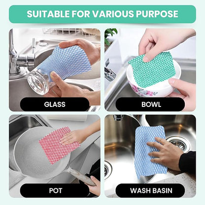 50 Count Disposable Cleaning Cloths, Green - 13.8"x15.8" Ultra Absorbent Towels for Kitchen, Stove & Bathroom - Multi-Purpose Soft Dish Cloths