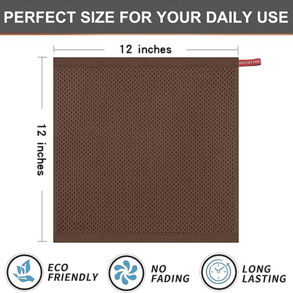 Kitinjoy 100% Cotton Kitchen Dish Cloths (12 X 12 Inches, Coffee), 6 Pack Waffle Weave Ultra Soft Absorbent Dish Towels for Drying Dishes Quick Drying Kitchen Towels Dish Rags